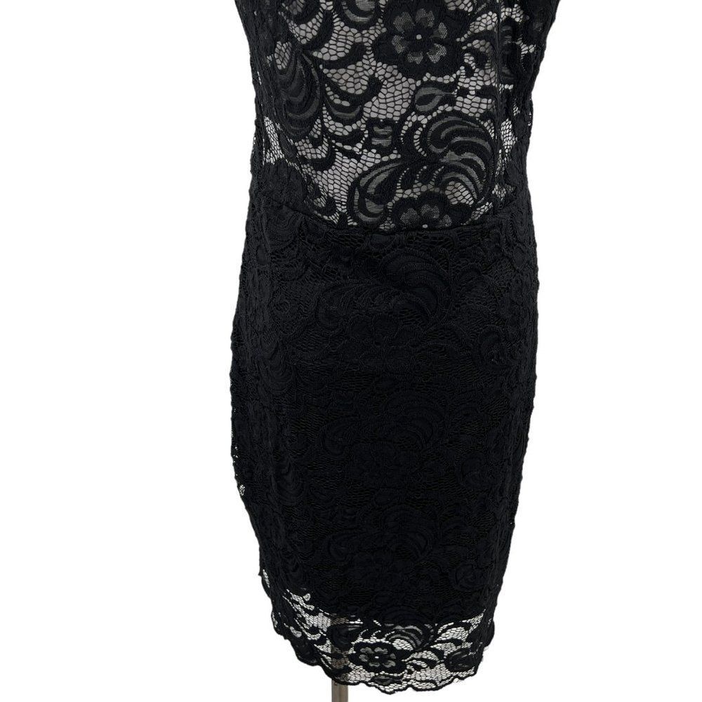 Ci Sono by Cavalini Black Lace Sheer Upper Back Dress Size Large - Picture 6 of 16